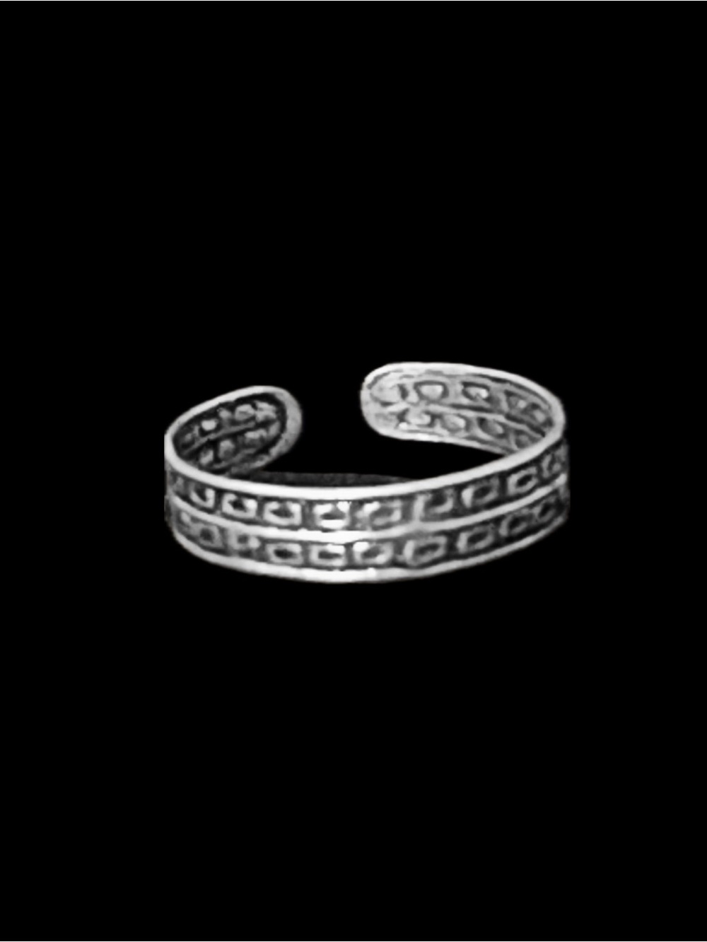 VTG Sterling Silver Greek Key Adjustable Toe Ring Midi Stacking Band .56g Sz 4-8